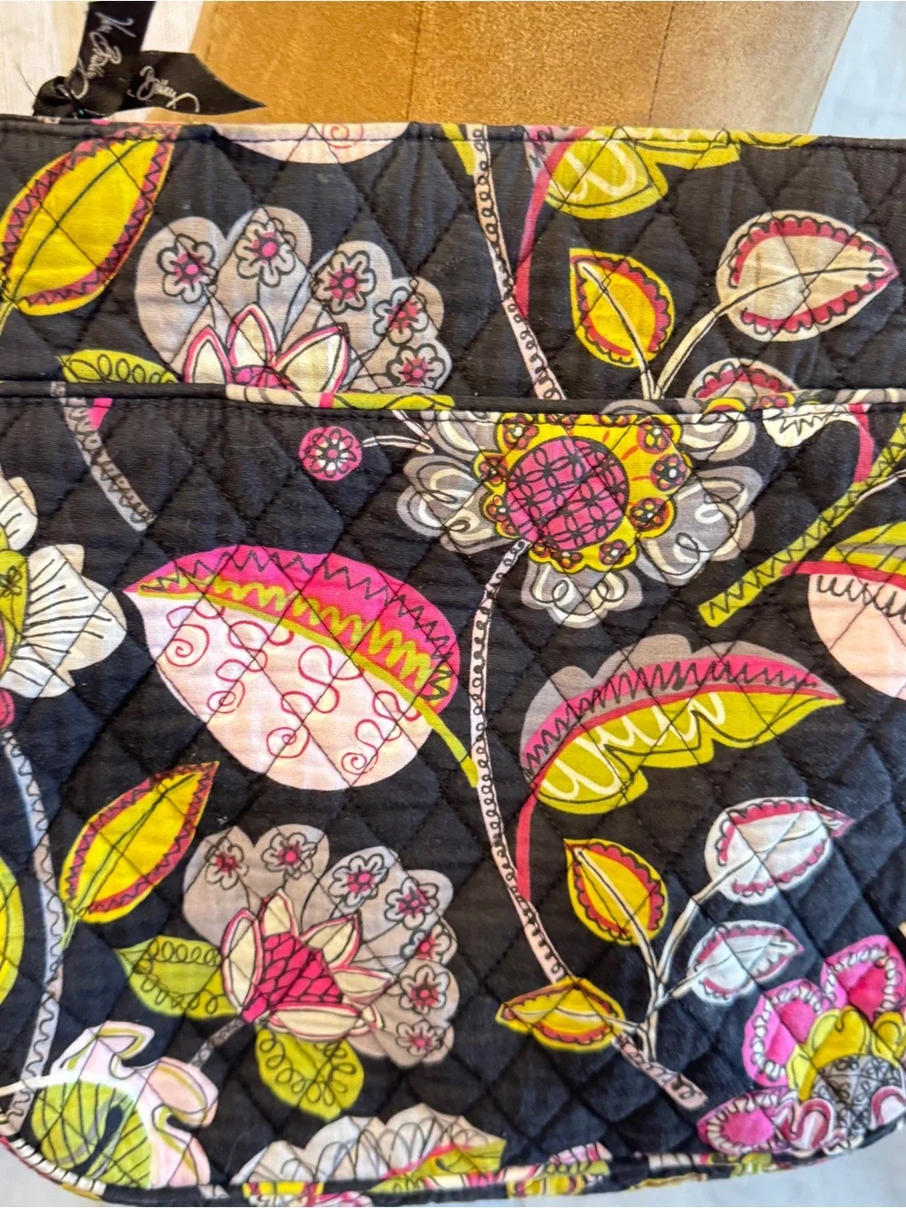 Vera Bradley “moon blooms” Black Floral Quilted Crossbody Bag - Picture 9 of 11